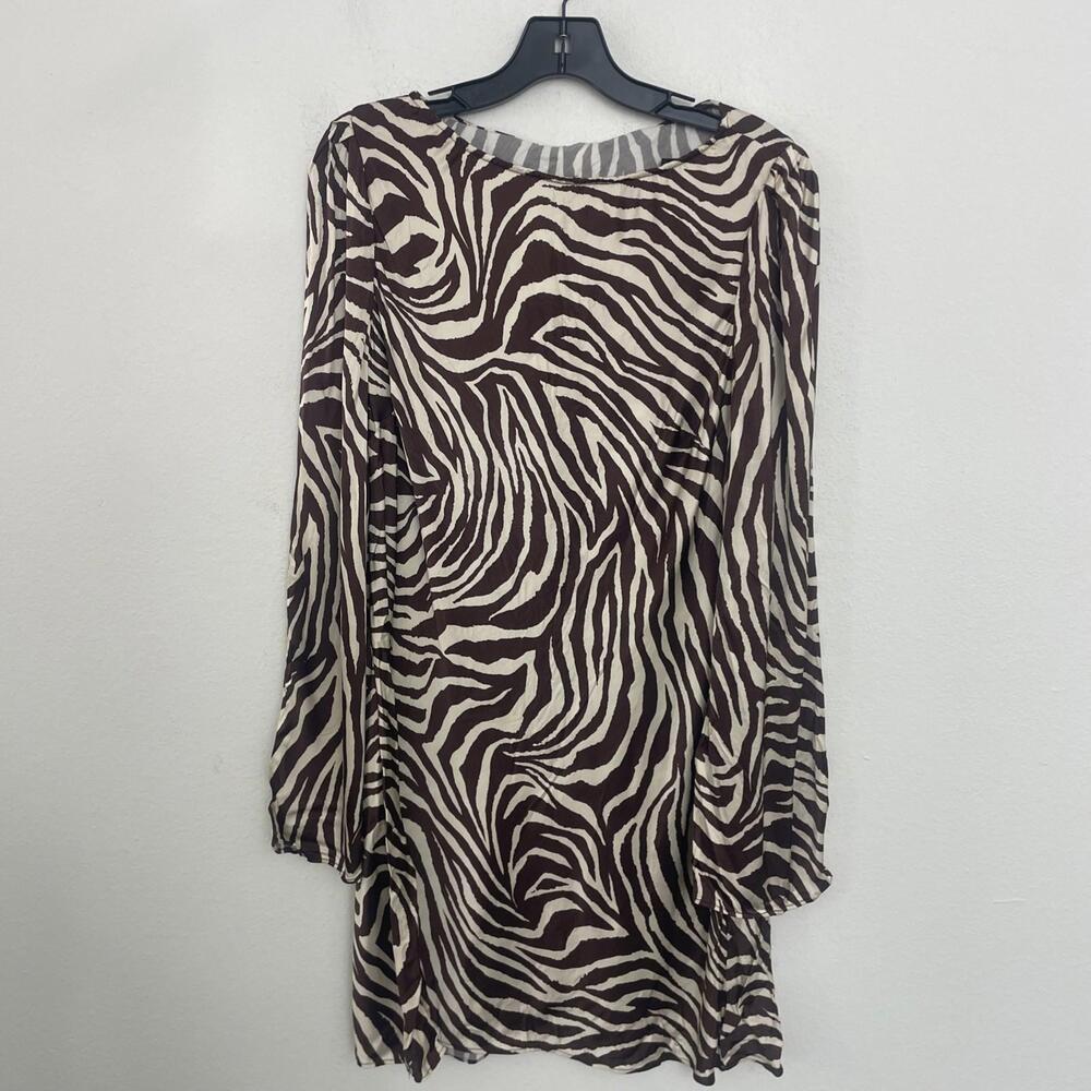 Revolve Stone Cold Fox Dress Basier Dress brown zebra satin size L $228msrp - Picture 4 of 9